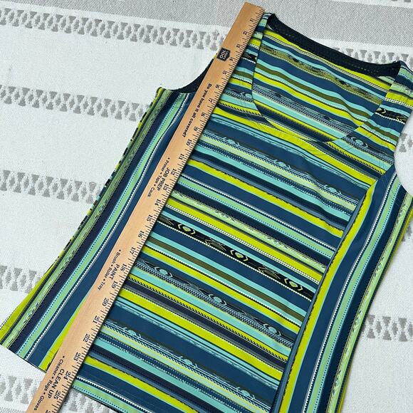 Royal Robbins Green Blue Striped Sleeveless Performance Hiking Activewear Tank - Picture 4 of 9